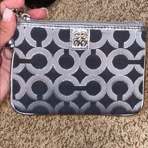 Coach navy blue and silver wristlet